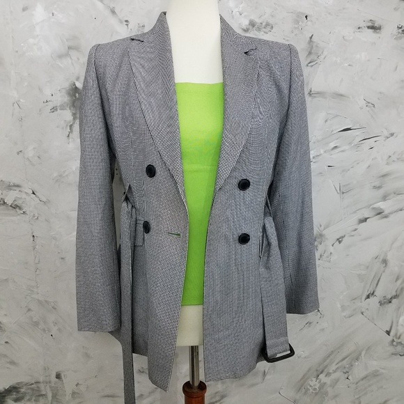 LE SUIT GREY (Black & White) Safari Jacket Blazer - Picture 6 of 9